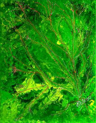 Painting titled "Immersion in green…" by Elena Giersch (Charmelena.Art), Original Artwork, Acrylic