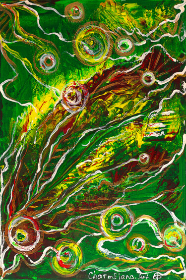 Painting titled "Energy of nature." by Elena Giersch (Charmelena.Art), Original Artwork, Acrylic Mounted on Cardboard