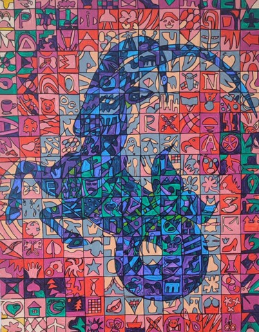 Pintura titulada "Capricorn" por Elena Giger, Obra de arte original, Acrílico Montado en Bastidor de camilla de madera
