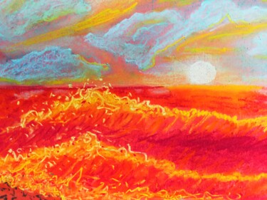 Pintura intitulada "Красное море" por Elena Ievleva, Obras de arte originais, Pastel