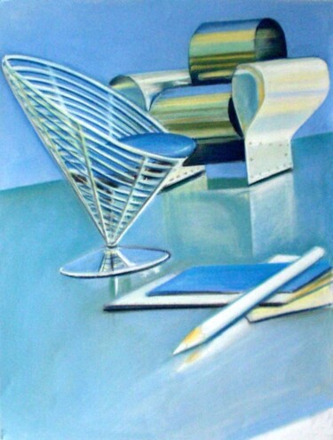 Pittura intitolato "Wicker chair" da Elena Ilina, Opera d'arte originale, Pastello