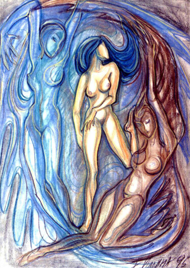 Pintura titulada "My Fallen Angel" por Elena Ilina, Obra de arte original, Pastel