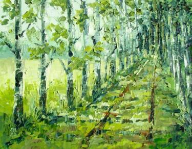 "Birch trees alley L…" başlıklı Tablo Elena Ivanova tarafından, Orijinal sanat, Petrol Karton üzerine monte edilmiş