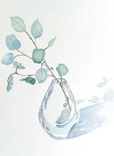 Pintura intitulada "Eucalyptus" por Elena Kazachkina, Obras de arte originais, Aquarela