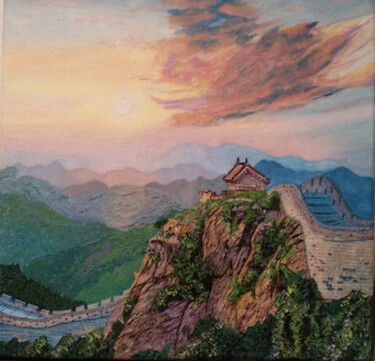 Schilderij getiteld "China wall" door Elena Klever, Origineel Kunstwerk, Acryl Gemonteerd op Frame voor houten brancard