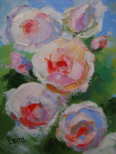 Pittura intitolato "Adstract Floral Pai…" da Elena Kondrateva, Opera d'arte originale, Olio