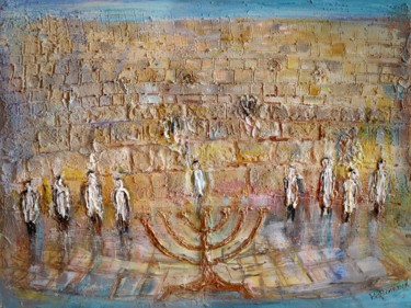 Malerei mit dem Titel "The light of Kotel" von Elena Kotliarker, Original-Kunstwerk, Acryl Auf Keilrahmen aus Holz montiert