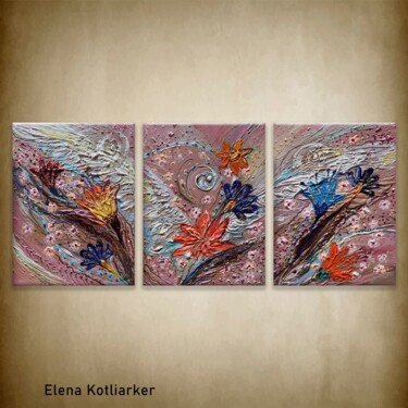 Painting titled "Angel Wings #23. Fl…" by Elena Kotliarker, Original Artwork, Acrylic Mounted on Wood Stretcher frame