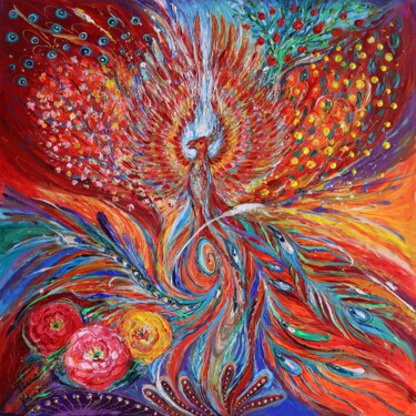 Malerei mit dem Titel "The Phoenix" von Elena Kotliarker, Original-Kunstwerk, Acryl