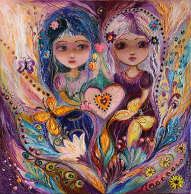 Malerei mit dem Titel "The Zodiac Fairies…" von Elena Kotliarker, Original-Kunstwerk, Acryl