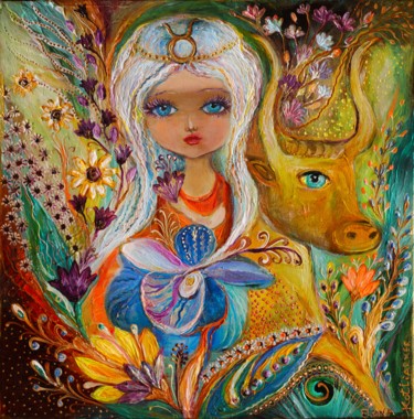 Painting titled "The Fairies of Zodi…" by Elena Kotliarker, Original Artwork, Acrylic