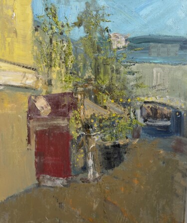 Painting titled "Little street" by Elena Kovalskaya, Original Artwork, Oil