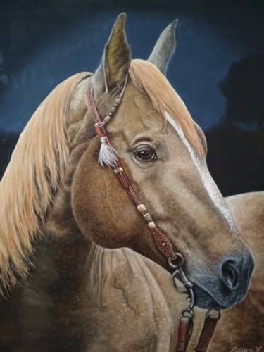 Pintura intitulada "Red horse" por Elena Kozyutenko, Obras de arte originais, Óleo