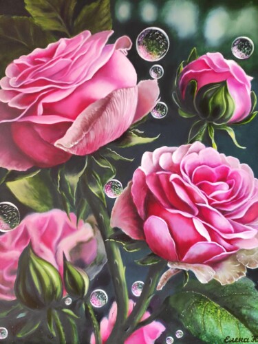 Pintura intitulada "Pink tenderness" por Elena Kozyutenko, Obras de arte originais, Óleo Montado em Armação em madeira