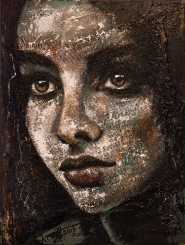Картина под названием ""Petitte girl"" - Elena Kraft, Подлинное произведение искусства, Акрил Установлен на Деревянная рама…