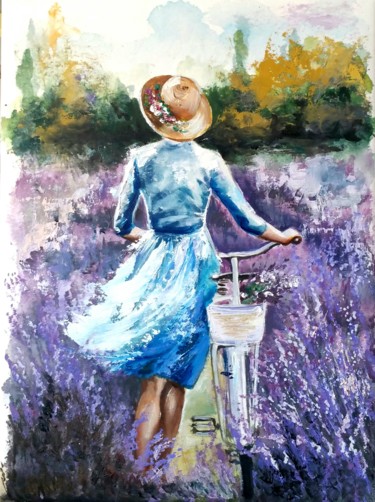 Malerei mit dem Titel ""Provence summer"" von Elena Kraft, Original-Kunstwerk, Öl