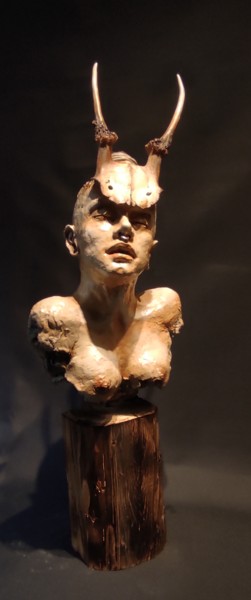 Sculpture titled ""TRIBAL SOUL II" UN…" by Elena Kraft, Original Artwork, Clay