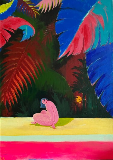 제목이 "In the jungle"인 미술작품 Елена Крапива로, 원작, 아크릴 나무 들것 프레임에 장착됨