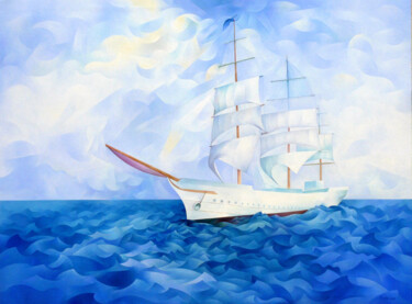 제목이 "Sailboat"인 미술작품 Elena Kudryashova로, 원작, 기름