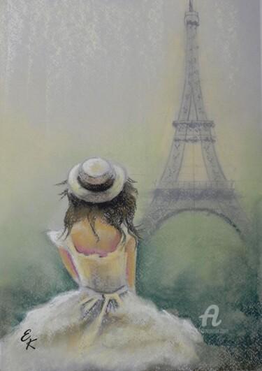 Ζωγραφική με τίτλο "Morning in Paris" από Elena Kurnosova, Αυθεντικά έργα τέχνης, Παστέλ