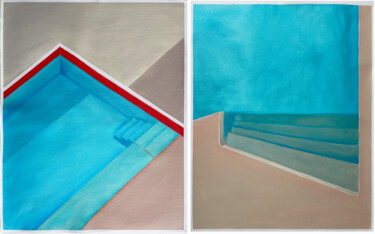 Peinture intitulée "Swimming pool Abstr…" par Elena Kurochko, Œuvre d'art originale, Huile