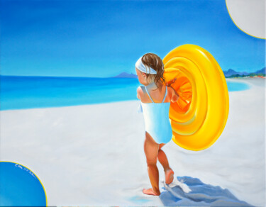 Painting titled "My Best Summer" by Elena Kurochko, Original Artwork, Oil Mounted on Wood Stretcher frame