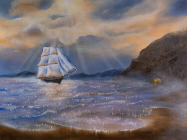 Pittura intitolato "In the pirate bay /…" da Elena Liventsova (Tina Livens), Opera d'arte originale, Olio