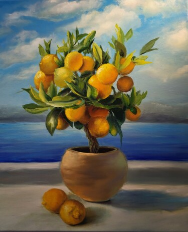 Painting titled "Greece" by Elena Mardashova, Original Artwork, Oil