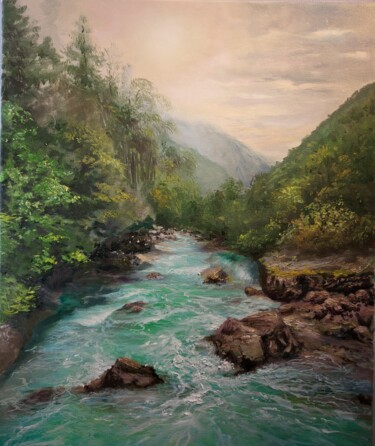 Ζωγραφική με τίτλο "River" από Elena Mardashova, Αυθεντικά έργα τέχνης, Λάδι
