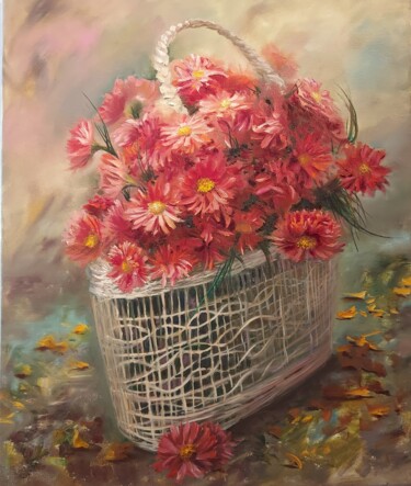 Painting titled "Coral flowers" by Elena Mardashova, Original Artwork, Oil