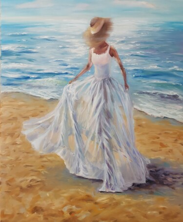 Painting titled "Summer girl" by Elena Mardashova, Original Artwork, Oil