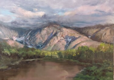 Painting titled "Rocky mountains" by Elena Mardashova, Original Artwork, Oil