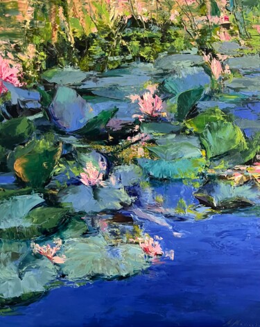 "Water lilies pond.B…" başlıklı Tablo Elena Mashajeva-Agraphiotis tarafından, Orijinal sanat, Petrol