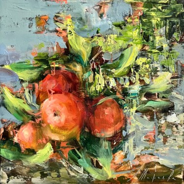 Schilderij getiteld "RED APPLES - DELIGH…" door Elena Mashajeva-Agraphiotis, Origineel Kunstwerk, Olie