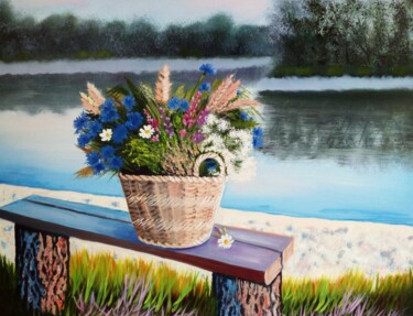 Картина под названием "Wild flowers" - Elena Mironova, Подлинное произведение искусства, Масло Установлен на Деревянная рама…