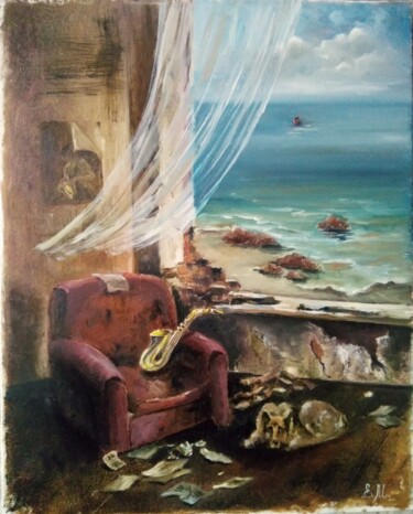 Painting titled "Печаль будет длитьс…" by Elena Moiseenko, Original Artwork, Oil