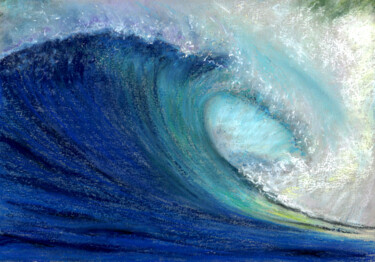 Painting titled "Navy wave(Pastel)" by Elena Petrova, Original Artwork, Pastel