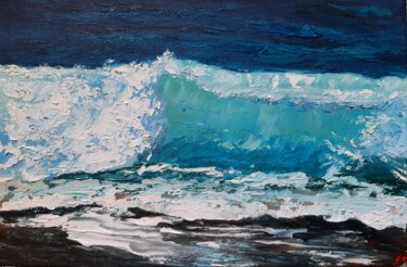 Pintura titulada "Wave turquoise №2" por Elena Petrova, Obra de arte original, Oleo