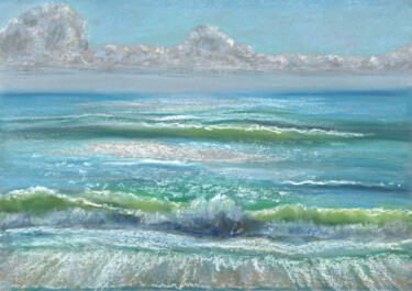 Dessin intitulée "Sea №3(Pastel)" par Elena Petrova, Œuvre d'art originale, Pastel