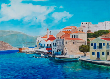 Painting titled "Greek islands" by Elena Petrova, Original Artwork, Oil