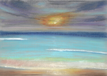 Desenho intitulada "Sea №17(Pastel)" por Elena Petrova, Obras de arte originais, Pastel