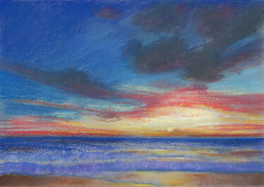 Drawing titled "Sea №19(Pastel)" by Elena Petrova, Original Artwork, Pastel