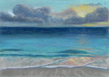 Desenho intitulada "Sea №4(Pastel)" por Elena Petrova, Obras de arte originais, Pastel