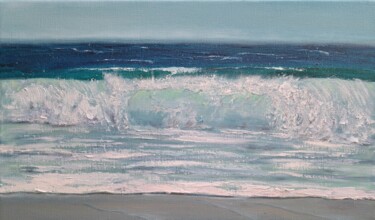 Painting titled "Turquoise wave №5" by Elena Petrova, Original Artwork, Oil