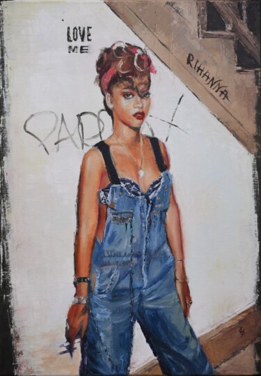 Ζωγραφική με τίτλο "Rihanna" από Elena Petrova, Αυθεντικά έργα τέχνης, Λάδι