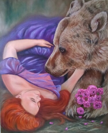 "Girl and bear. Date." başlıklı Tablo Елена Пименова tarafından, Orijinal sanat, Petrol