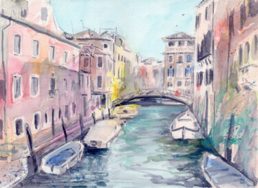 Pittura intitolato "Morning in Venice" da Elena Poigina, Opera d'arte originale, Acquarello