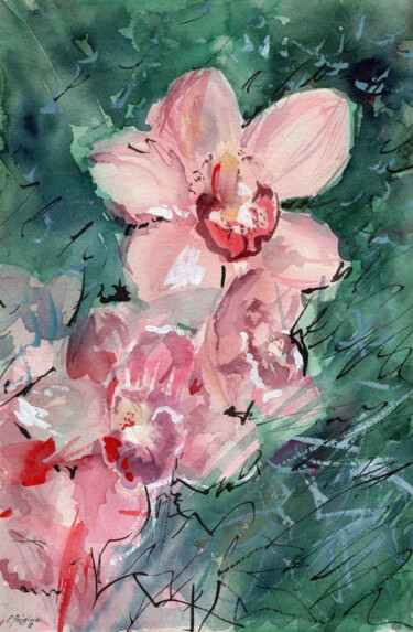 "Orchids" başlıklı Tablo Elena Poigina tarafından, Orijinal sanat, Suluboya