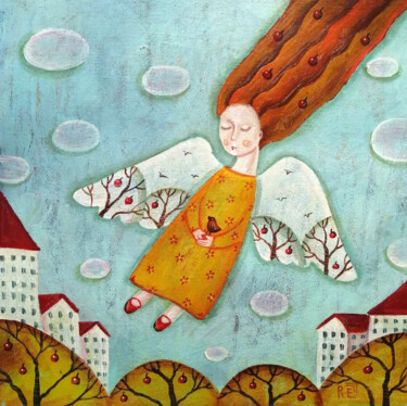 Peinture intitulée "Полёт за мечтой" par Elena Razina, Œuvre d'art originale, Acrylique Monté sur Châssis en bois