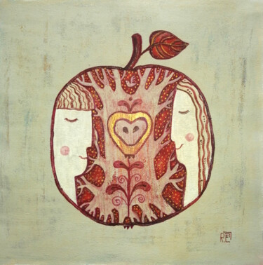 Картина под названием "Яблоко любви" - Елена Разина, Подлинное произведение искусства, Акрил